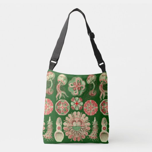 Sac Ajustable Marine Jellyfish Haeckel Illustration Rouge & Vert (Devant)