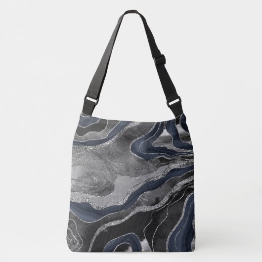 Sac Ajustable Marine Marbre noir Agate Parties scintillant argen (Devant)