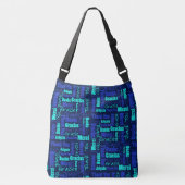 Sac Ajustable Merci multilingue bleu et turquoise (Devant)
