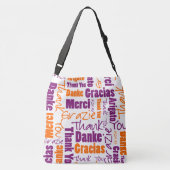 Sac Ajustable Merci multilingue violet et orange (Dos)