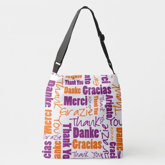 Sac Ajustable Merci multilingue violet et orange (Dos)
