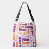 Sac Ajustable Merci multilingue violet et orange (Devant)