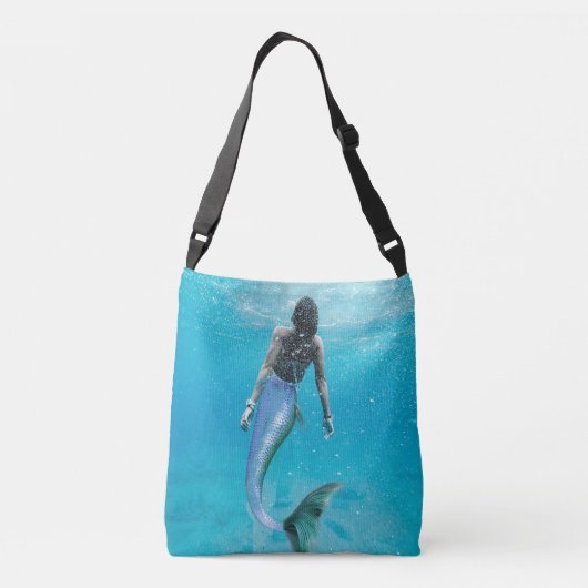Sac Ajustable Mermaid Bleu Océan Été Moderne Monogramme (Dos)