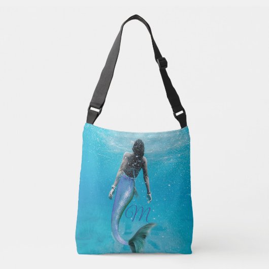 Sac Ajustable Mermaid Bleu Océan Été Moderne Monogramme (Devant)