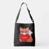 Sac Ajustable Mignonne Baby Fox avec Coeur sur Noir (Dos)