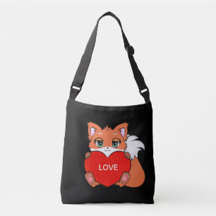 Sac Ajustable Mignonne Baby Fox avec Coeur sur Noir