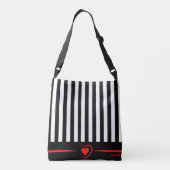 Sac Ajustable Mod Black & White Stripes avec Bright Red Heart (Dos)