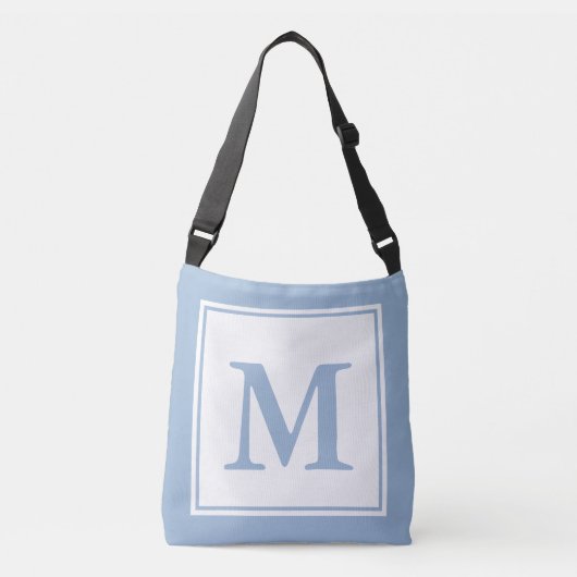 Sac Ajustable Modèle Monogramme blanc simple et bleu bébé (Devant)