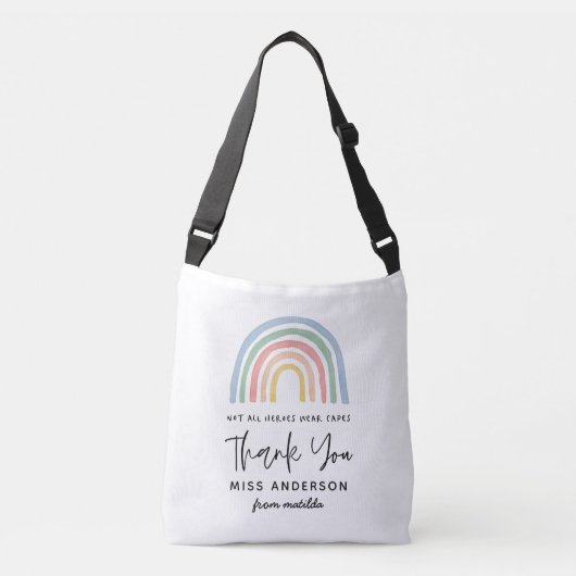 Sac Ajustable Moderne aquarelle arc-en-ciel professeur merci cad (Devant)