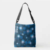 Monagramme sur mesure Hiver Flammes de neige Bleu