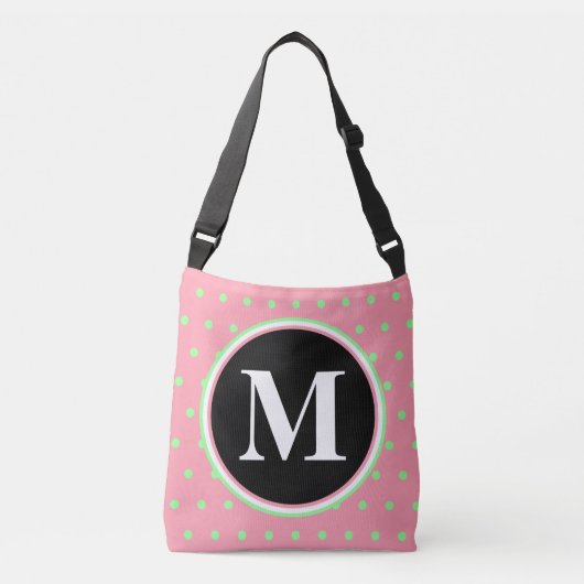 Sac Ajustable Monogram Pastel Pois verts rose (Devant)