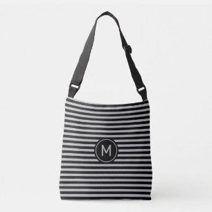Sac Ajustable Monogram sur fond rayé gris noir et argent