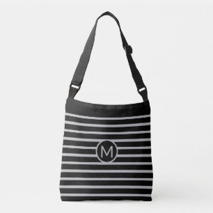 Sac Ajustable Monogram sur fond rayé noir et gris argenté