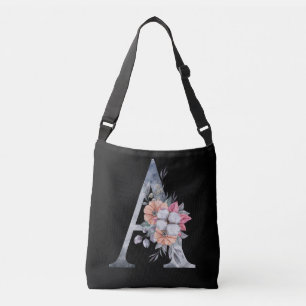 Sac Ajustable Monogramme A Floral Bleu Rose Pêche Noir