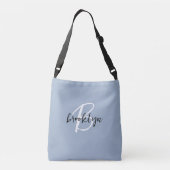 Sac Ajustable Monogramme à script blanc noir bleu Dusty tendance (Dos)