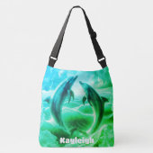 Sac Ajustable Monogramme Bleu & Vert Dolphins Océan | (Devant)