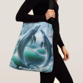 Sac Ajustable Monogramme Blue Dolphins Turquoises Océan | (De près)