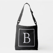 Sac Ajustable Monogramme classique simple | Texte noir et blanc (Devant)