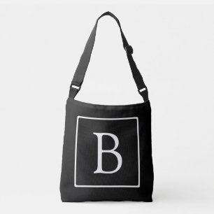 Sac Ajustable Monogramme classique simple   Texte noir et blanc