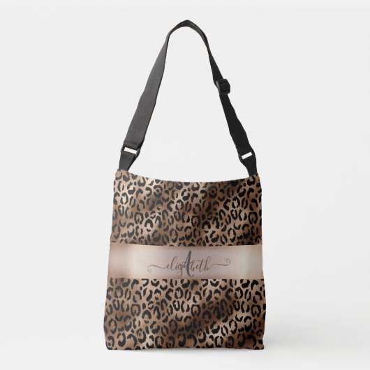 Sac Ajustable Monogramme de bronze noir Motif léopard (Devant)