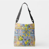Sac Ajustable Monogramme de carreau floral orange méditerranéen (Devant)