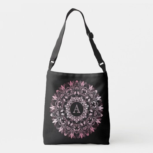 Sac Ajustable Monogramme de mandala noir rose chic (Dos)