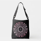 Sac Ajustable Monogramme de mandala noir rose chic (Devant)