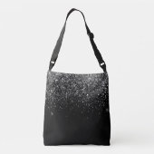 Sac Ajustable Monogramme de nom de script simple paillettes noir (Dos)