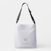 Sac Ajustable Monogramme de style moderne gris clair or (Dos)