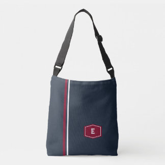 Sac Ajustable Monogramme de style Université Navy Bourgogne
