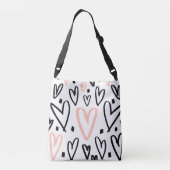 Sac Ajustable Monogramme Doodle Blush et Black Hearts (Dos)