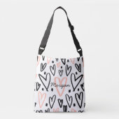 Sac Ajustable Monogramme Doodle Blush et Black Hearts (Devant)