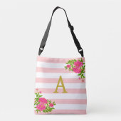 Sac Ajustable Monogramme d'or en rose et blanc rayé (Dos)