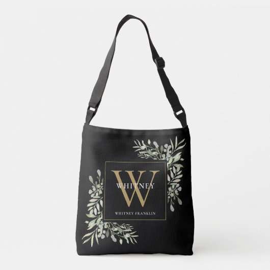 Sac Ajustable Monogramme d'or noir Aquarelle verte (Dos)