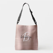 Sac Ajustable Monogramme écriture Métal brossé Or Rose  (Dos)