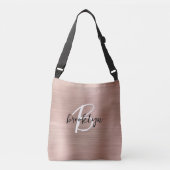 Sac Ajustable Monogramme écriture Métal brossé Or Rose  (Devant)