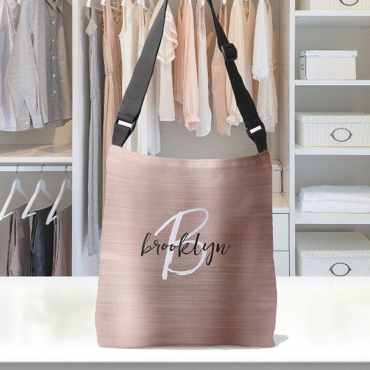 Sac Ajustable Monogramme écriture Métal brossé Or Rose 