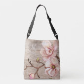 Sac Ajustable Monogramme en bois vieilli avec Magnolias rose (Dos)