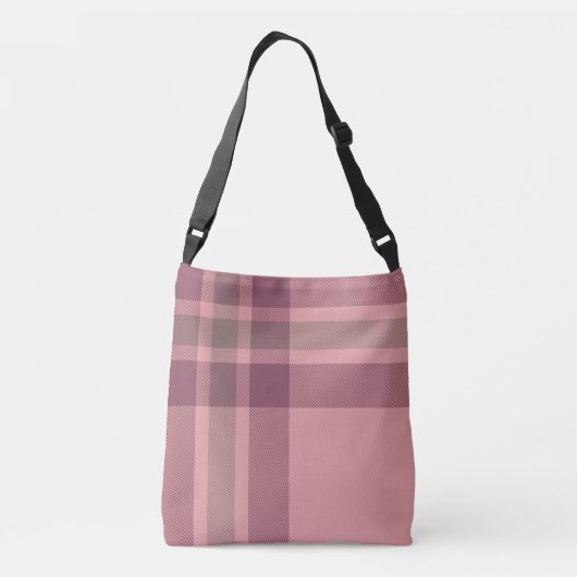 Sac Ajustable Monogramme en plaid rose et bordeaux (Dos)