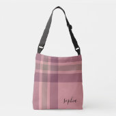Sac Ajustable Monogramme en plaid rose et bordeaux (Devant)