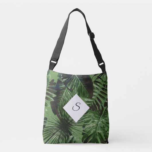 Sac Ajustable Monogramme Feuille de l'île tropicale avec vos ini (Devant)