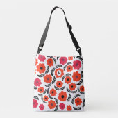 Sac Ajustable Monogramme floral orange et rouge moderne (Dos)