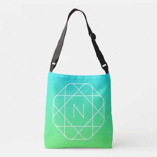 Sac Ajustable Monogramme géométrique cool | Ombre Vert bleu et c (Dos)