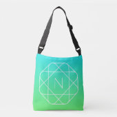 Sac Ajustable Monogramme géométrique cool | Ombre Vert bleu et c (Devant)