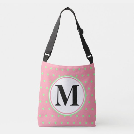 Sac Ajustable Monogramme Géométrique Rose Vert Points (Devant)
