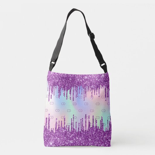 Sac Ajustable monogramme holographique rose parties scintillant  (Dos)