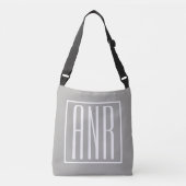 Sac Ajustable Monogramme initial | Blanc sur gris clair (Devant)