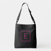Sac Ajustable Monogramme Initial De Style Moderne | Rose Et Noir (Dos)