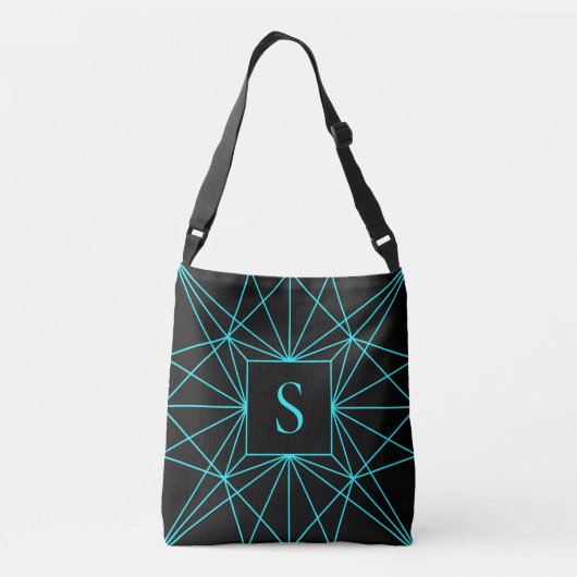 Sac Ajustable Monogramme initial | Design géométrique turquoise (Dos)
