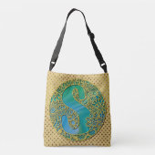 Sac Ajustable Monogramme Initial Moderne Lettre Dorée et Turquoi (Dos)